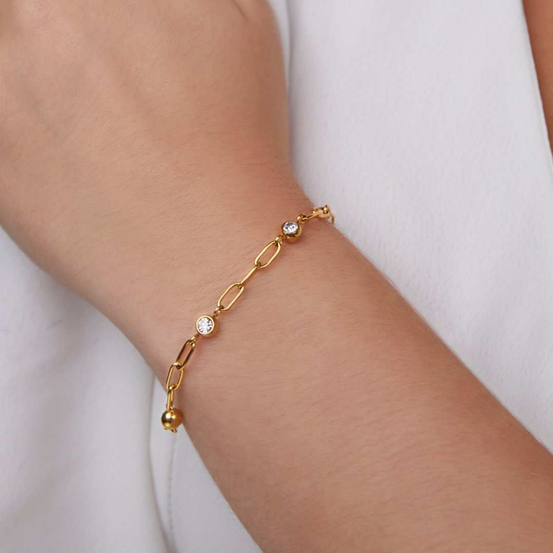 Monica Crystal & Gold Chain Bracelet - Beautiful Earth Boutique