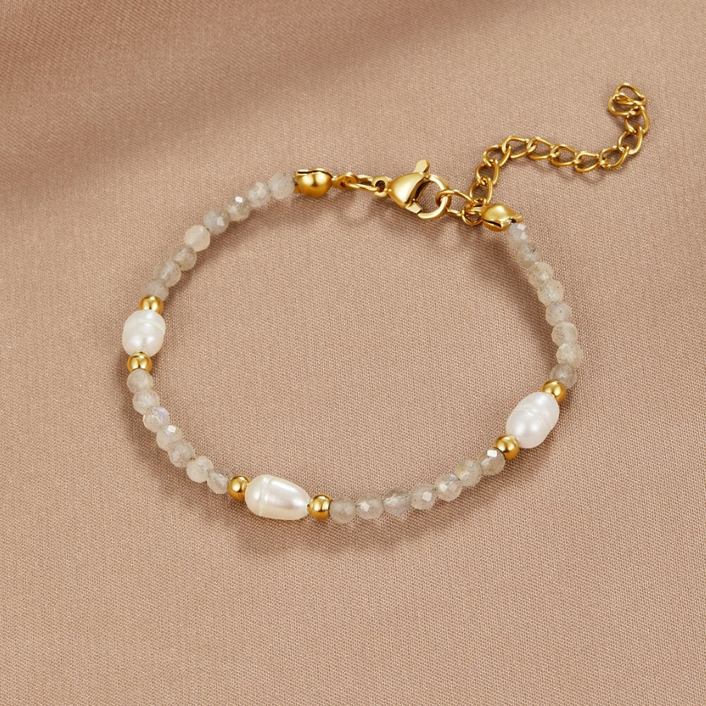 Moonstone & Pearl Bead Bracelet - Beautiful Earth Boutique