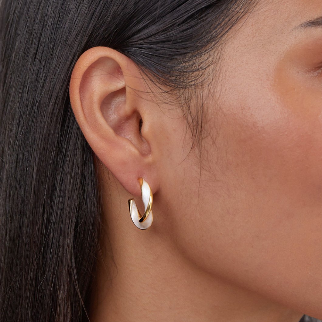 Mother of Pearl Twist Hoop Earrings - Beautiful Earth Boutique