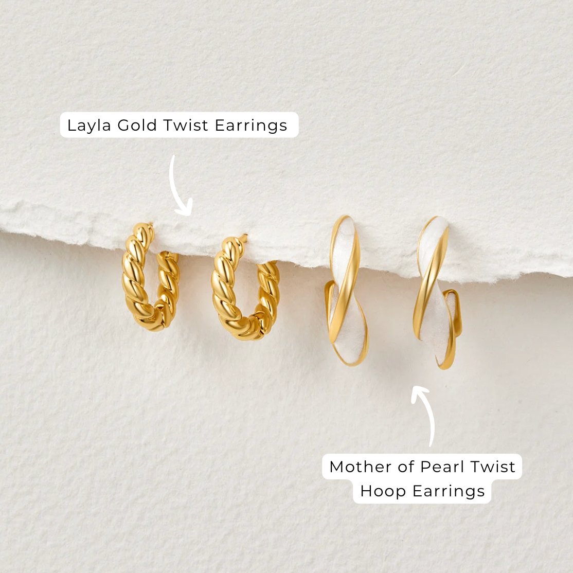 Mother of Pearl Twist Hoop Earrings - Beautiful Earth Boutique