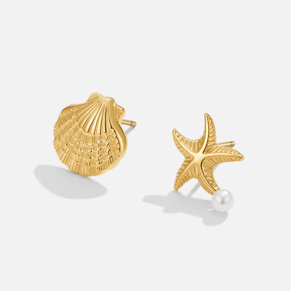 Naia Shell & Starfish Gold Earrings - Beautiful Earth Boutique