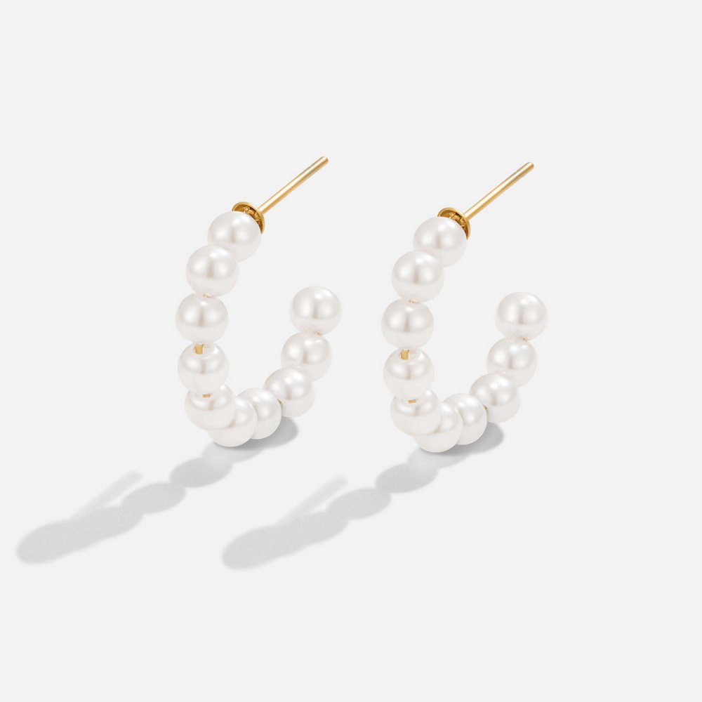 Naila Pearl Hoop Earrings - Beautiful Earth Boutique