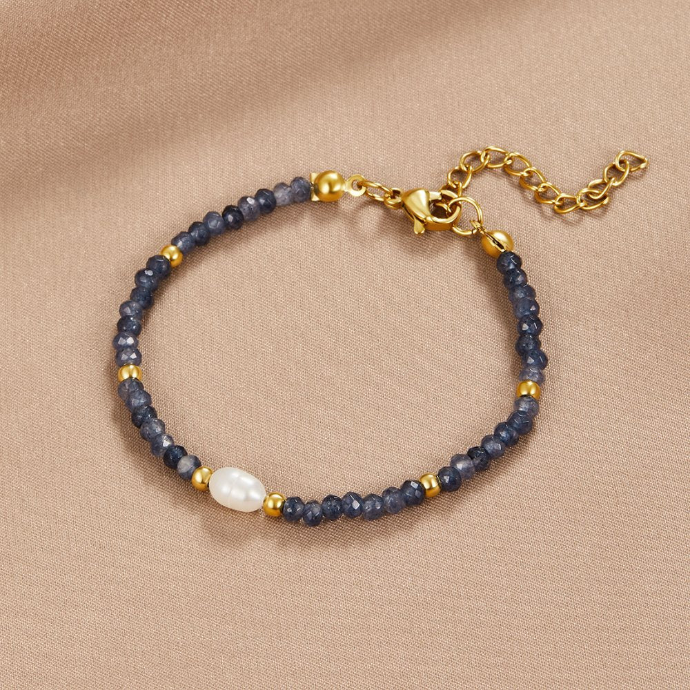 Navy Sodalite Pearl & Bead Bracelet - Beautiful Earth Boutique