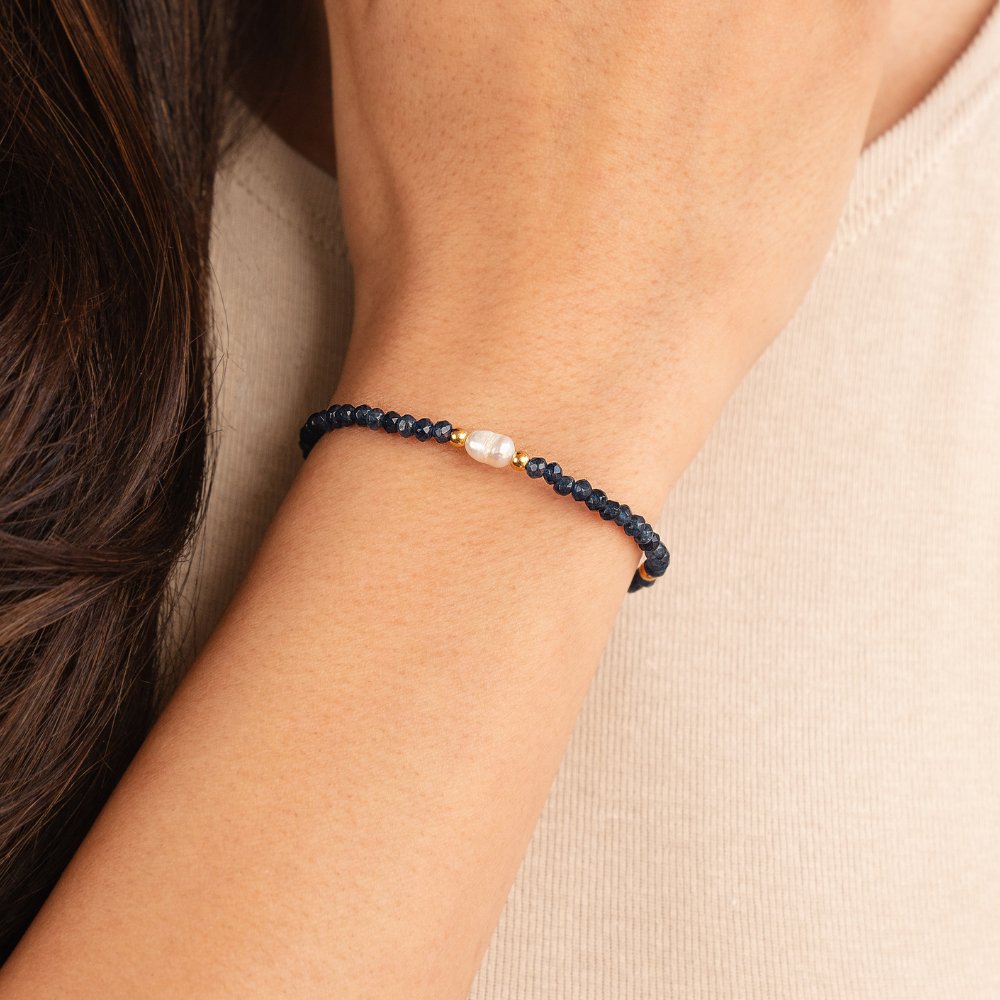 Navy Sodalite Pearl & Bead Bracelet - Beautiful Earth Boutique