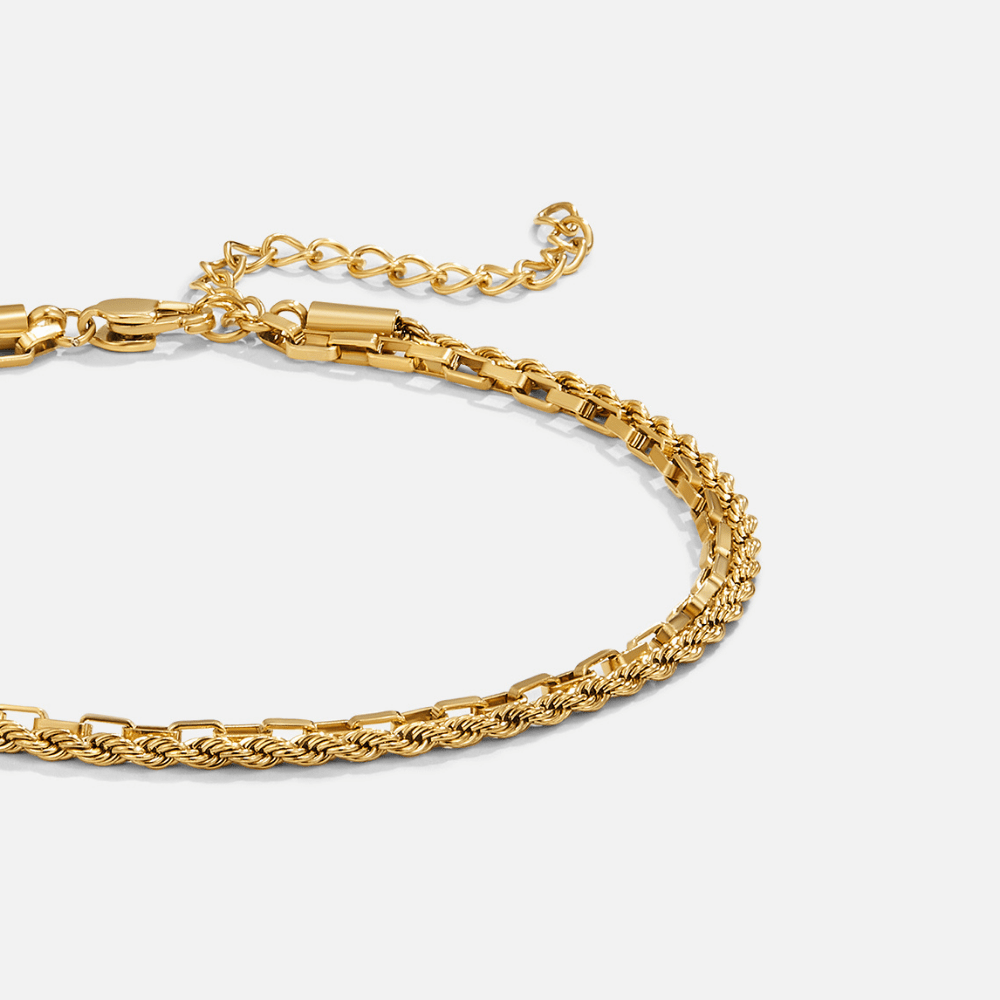 Nora Layered Box Chain Anklet - Beautiful Earth Boutique