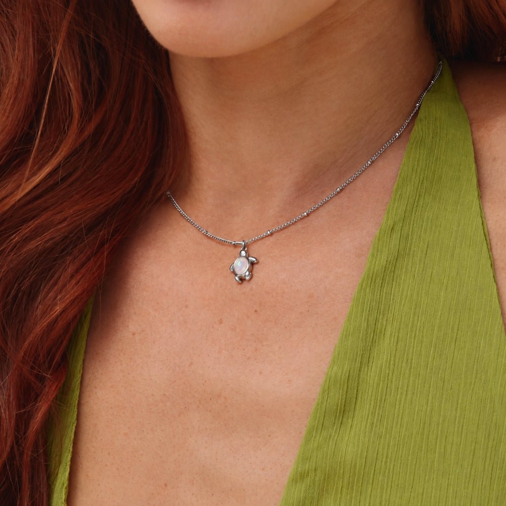 Opal Silver Turtle Pendant Necklace - Beautiful Earth Boutique