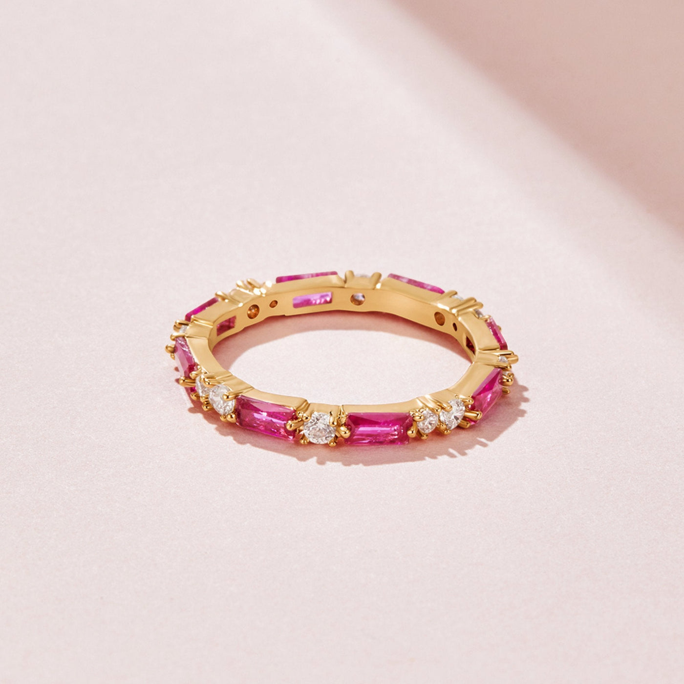 Pink Blossom Baguette Crystal Ring - Beautiful Earth Boutique