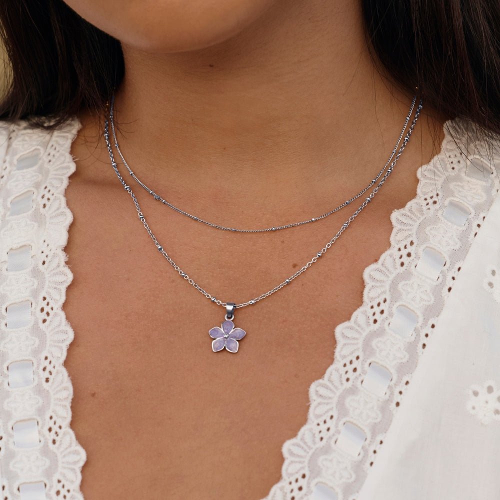 Purple Sakura Bloom Silver Necklace - Beautiful Earth Boutique