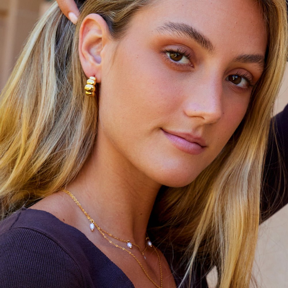 Rene Gold Puff Earrings - Beautiful Earth Boutique