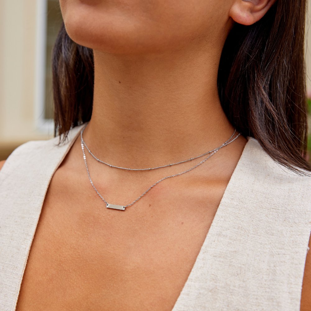 Rina Silver Bar Necklace - Beautiful Earth Boutique