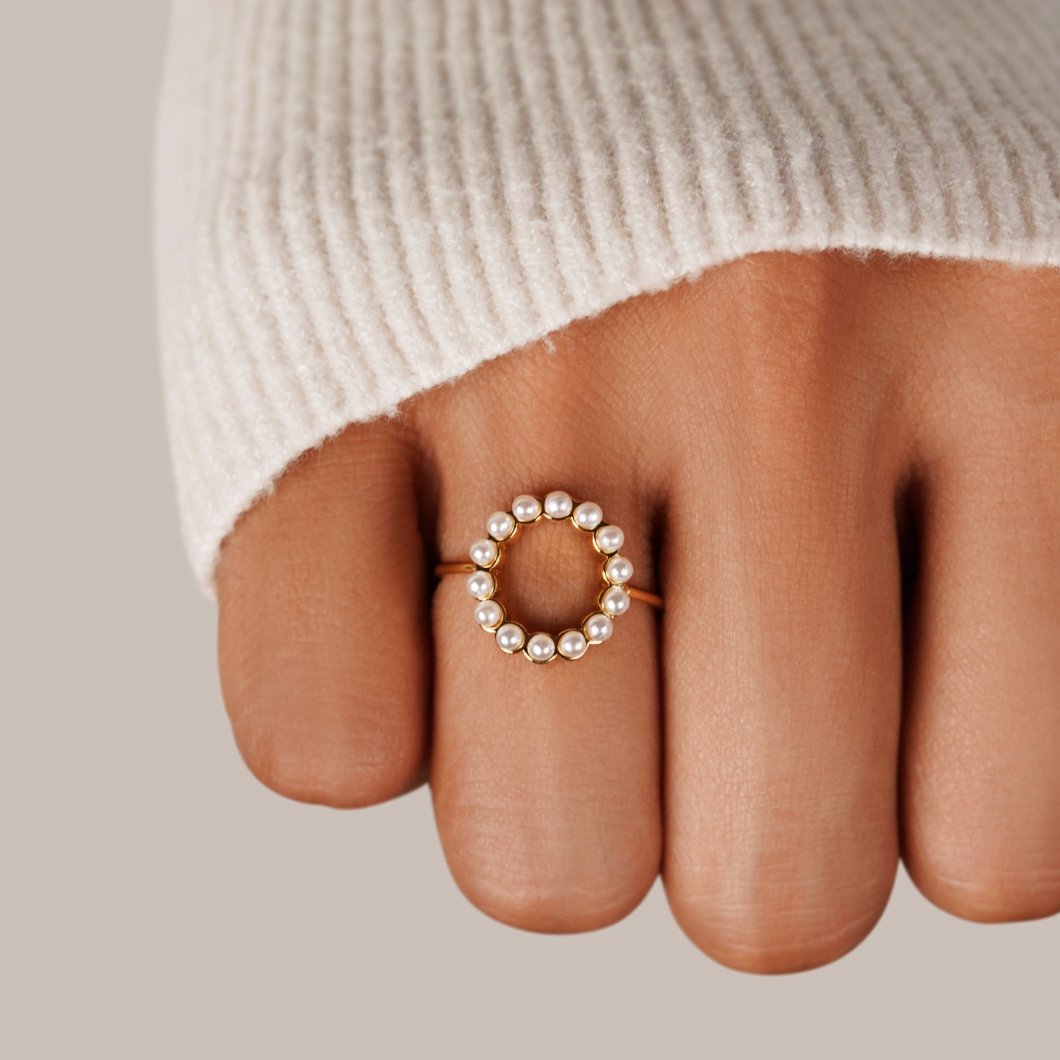 Sabrina Classic Round Pearl Ring - Beautiful Earth Boutique