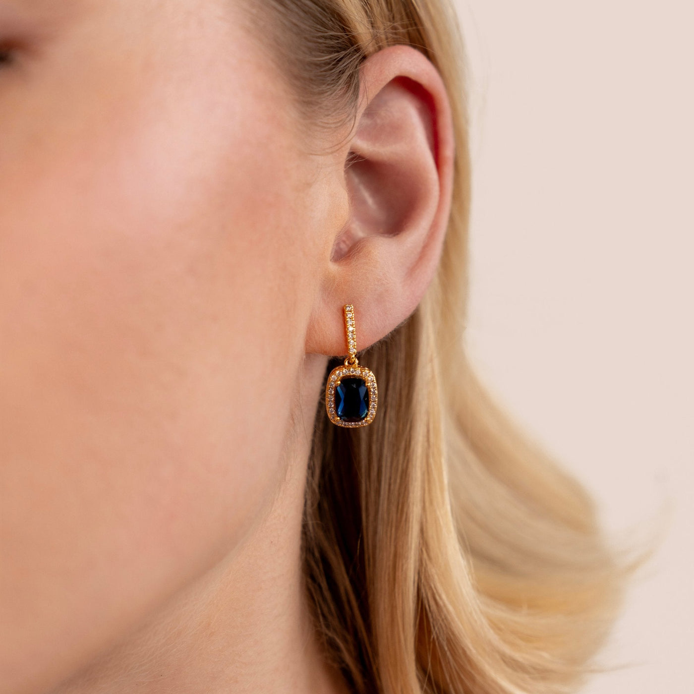 Sapphire Gold Crystal Earrings - Beautiful Earth Boutique