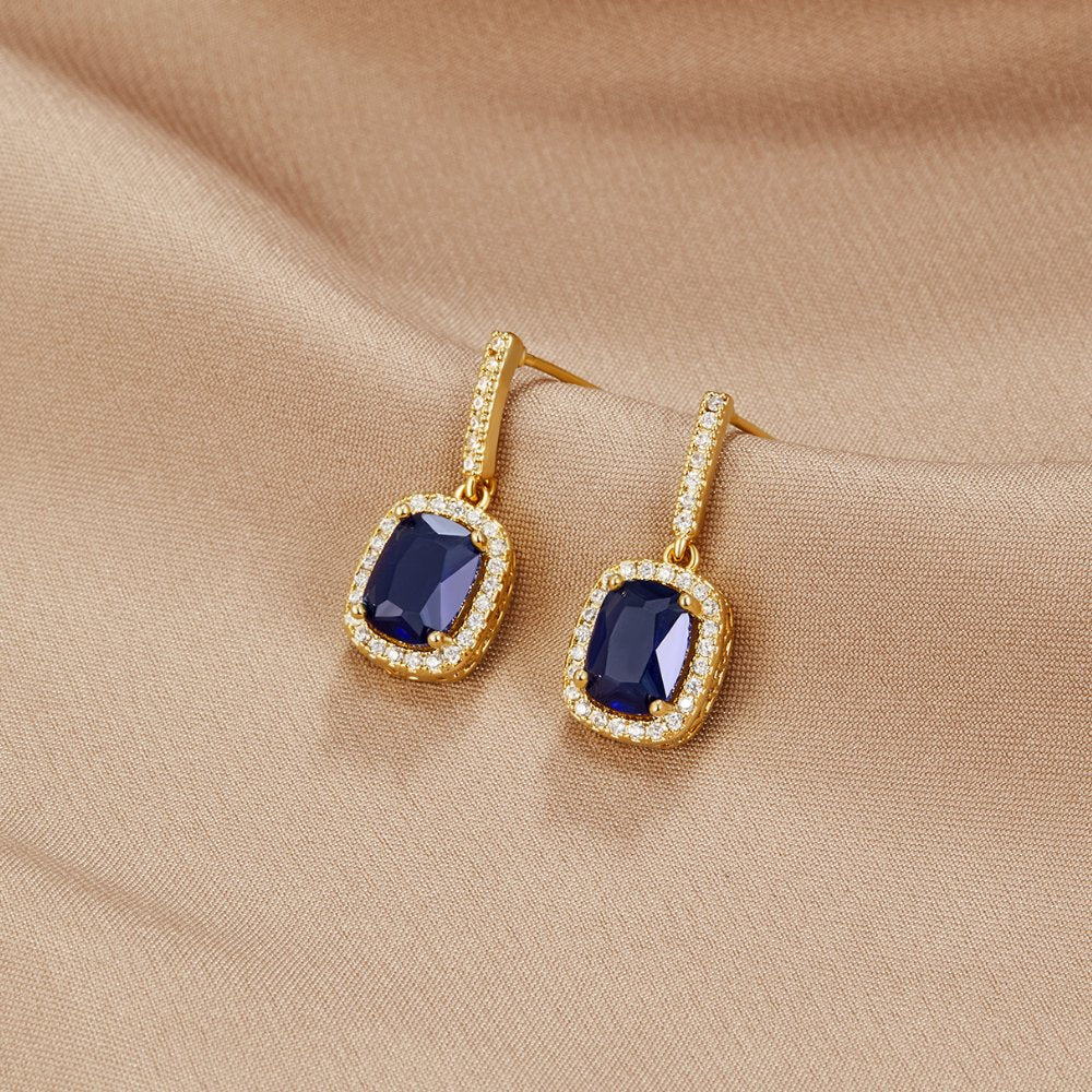 Sapphire Gold Crystal Earrings - Beautiful Earth Boutique