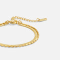 Selene Snake & Bead Chain Bracelet, gold bracelet lying flat with lobster clasp and extender chain