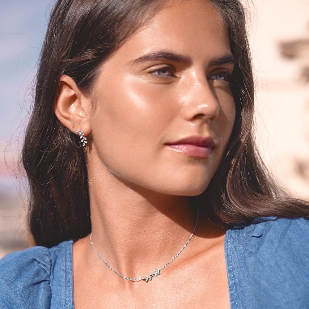 Silver Crystal Vine Earrings - Beautiful Earth Boutique
