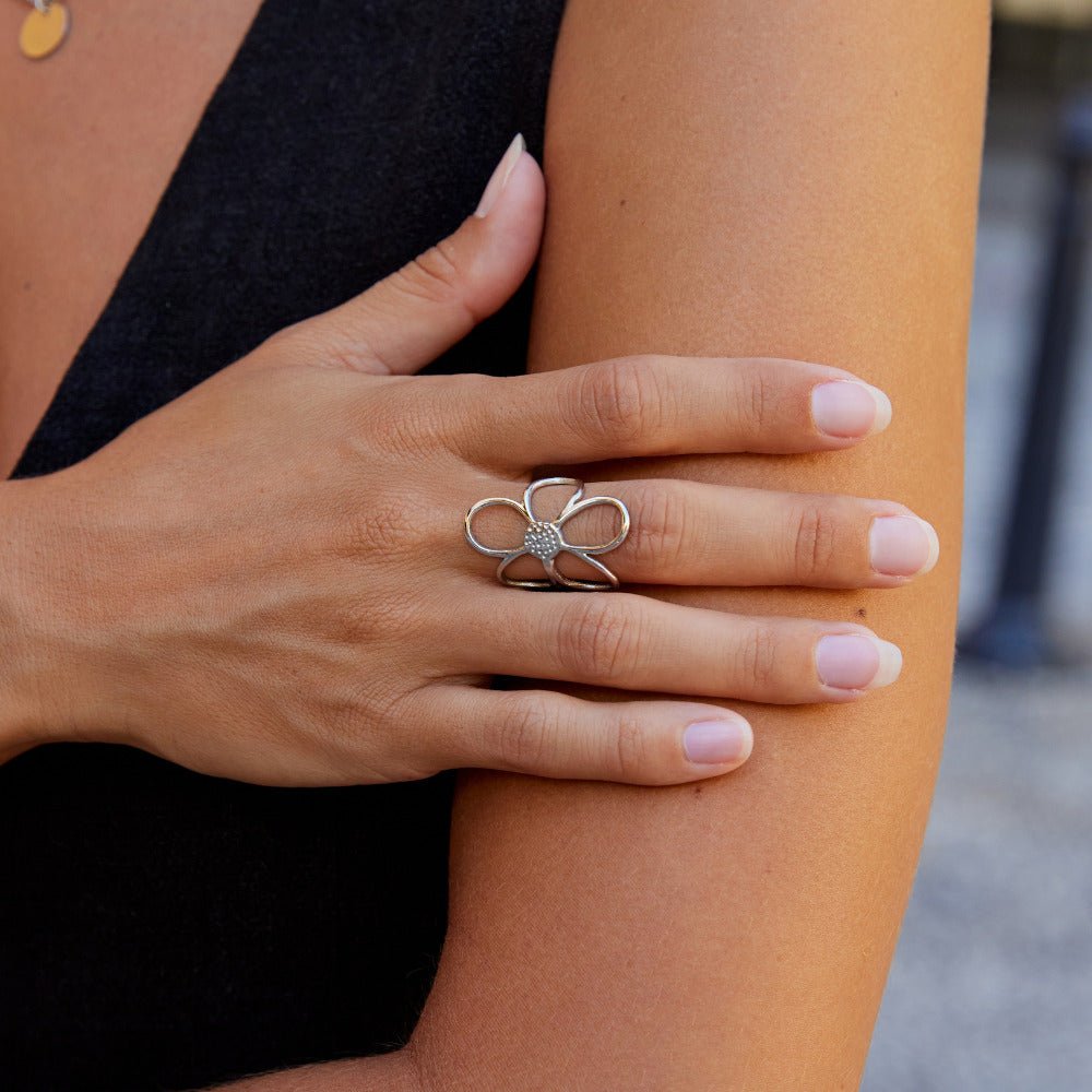 Silver Daisy Flower Ring - Beautiful Earth Boutique