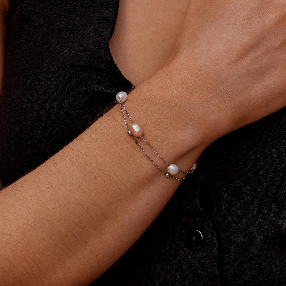 Silver Freshwater Pearl Layered Bracelet - Beautiful Earth Boutique