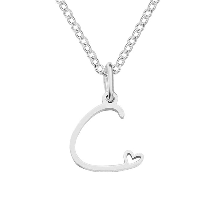 Silver Letter Heart Necklace - Beautiful Earth Boutique