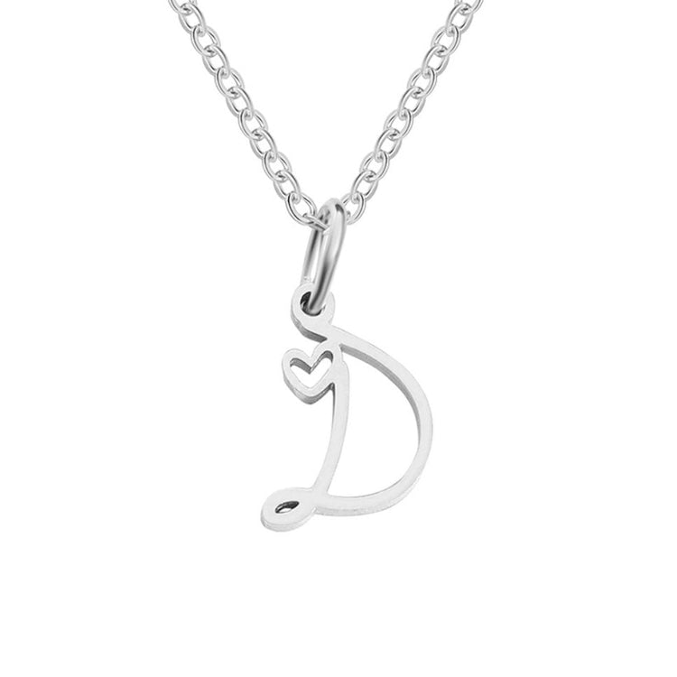 Silver Letter Heart Necklace - Beautiful Earth Boutique