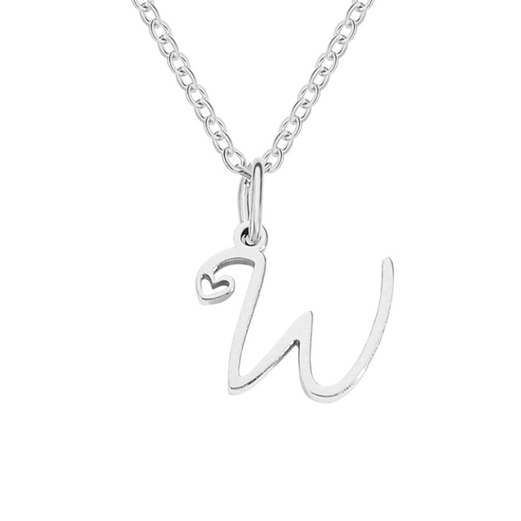 Silver Letter Heart Necklace - Beautiful Earth Boutique