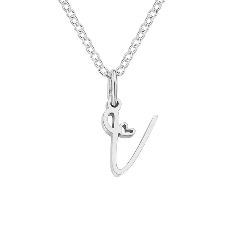 Silver Letter Heart Necklace - Beautiful Earth Boutique