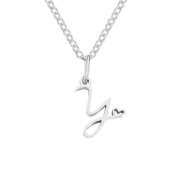 Silver Letter Heart Necklace - Beautiful Earth Boutique