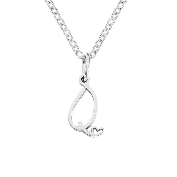 Silver Letter Heart Necklace - Beautiful Earth Boutique