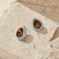 Silver Tiger Eye Teardrop Earrings - Beautiful Earth Boutique