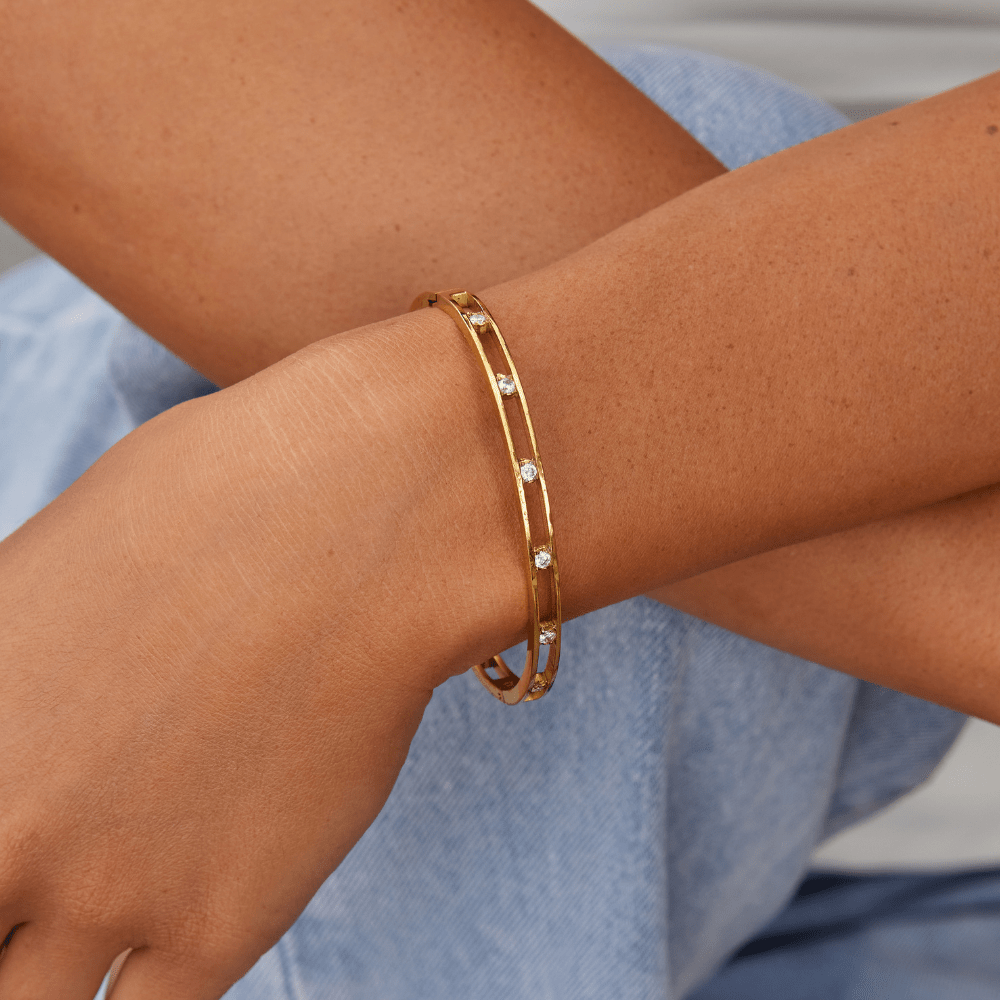 Sofia Crystal & Gold Bangle - Beautiful Earth Boutique