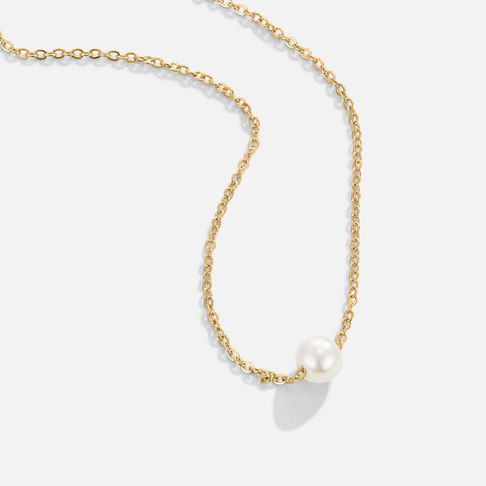 Solitaire Gold Pearl Necklace - Beautiful Earth Boutique