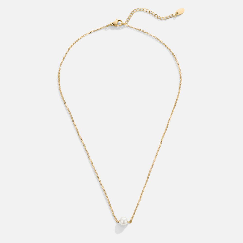 Solitaire Gold Pearl Necklace - Beautiful Earth Boutique