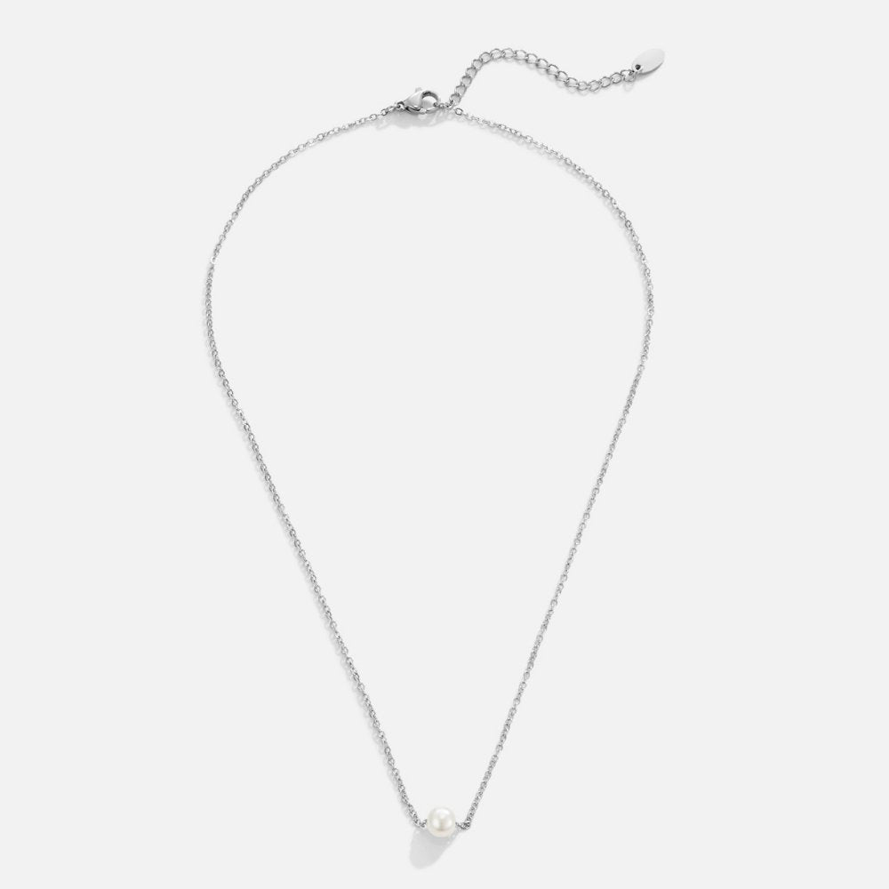 Solitaire Silver Pearl Necklace - Beautiful Earth Boutique