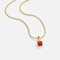 Square Pendant Birthstone Necklace - Beautiful Earth Boutique