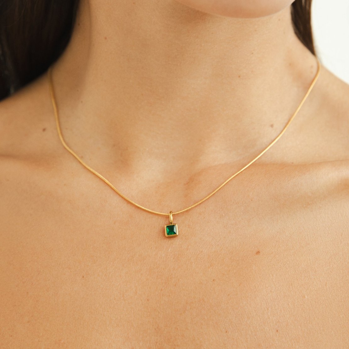 Square Pendant Birthstone Necklace - Beautiful Earth Boutique