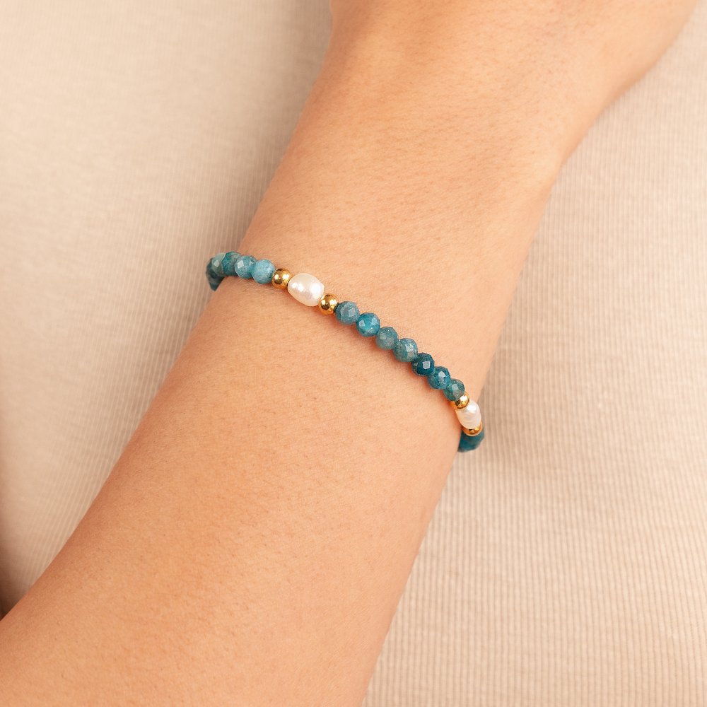 Turquoise Blue & Pearl Bead Bracelet - Beautiful Earth Boutique