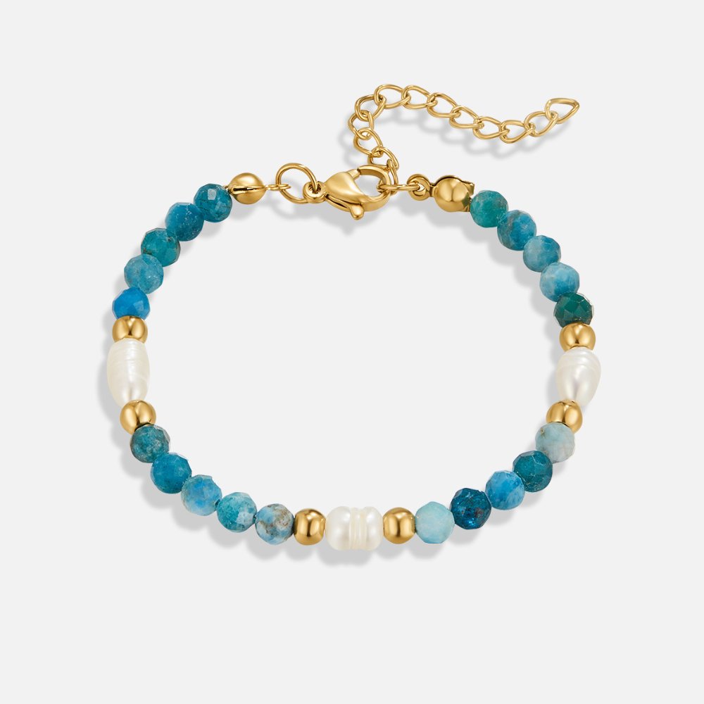 Turquoise Blue & Pearl Bead Bracelet - Beautiful Earth Boutique