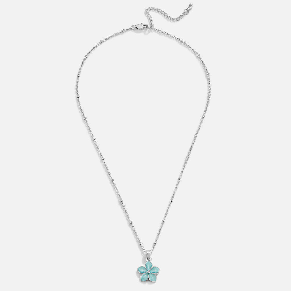 Turquoise Sakura Bloom Silver Necklace - Beautiful Earth Boutique