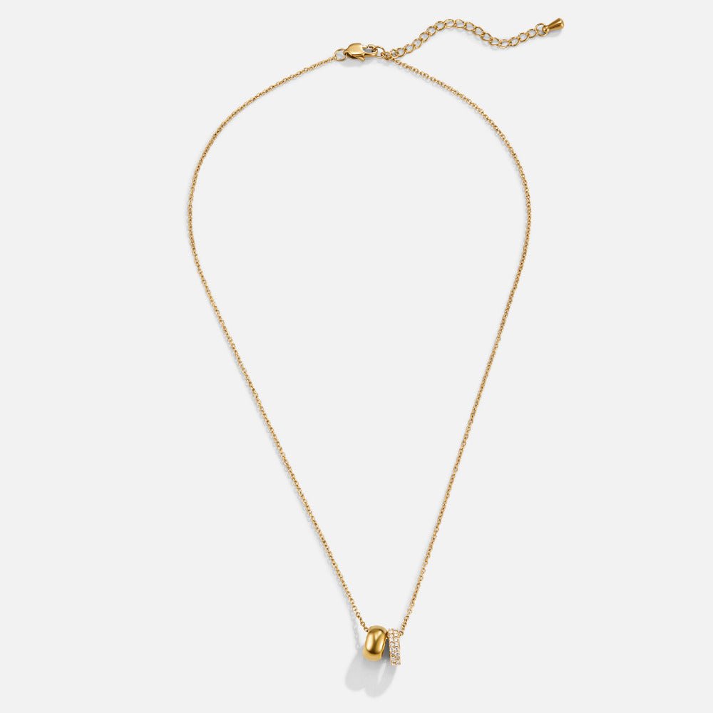 Twin Gold & Crystal Ring Pendant Necklace - Beautiful Earth Boutique
