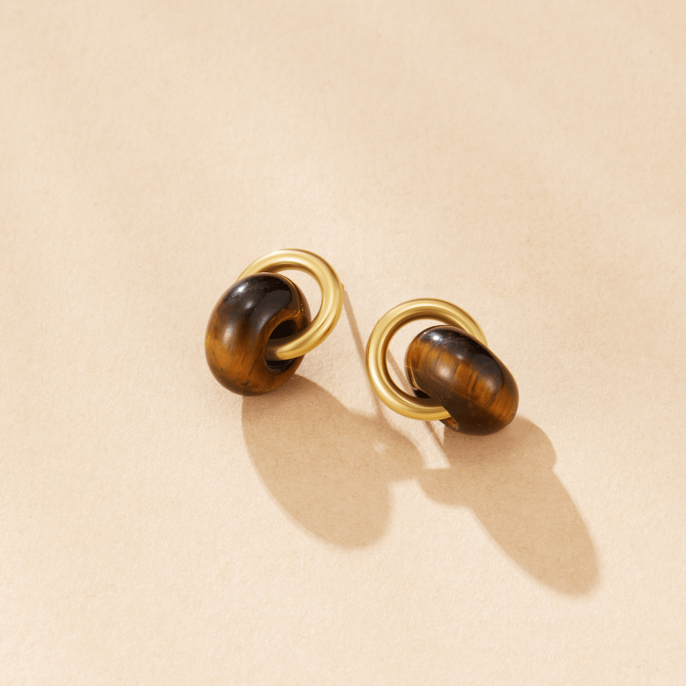 Twisted Amber Gold Earrings - Beautiful Earth Boutique