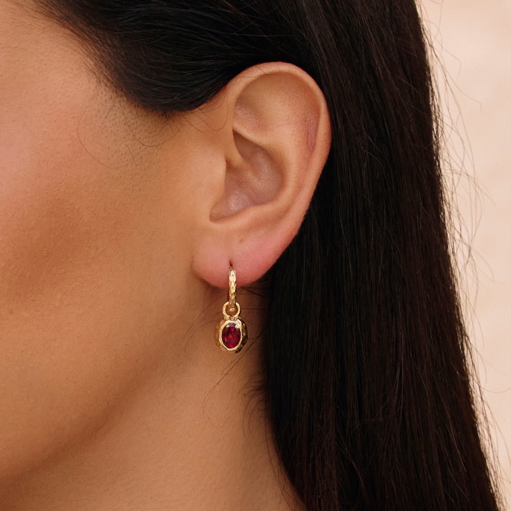 Vintage Garnet Hoop Earrings - Beautiful Earth Boutique
