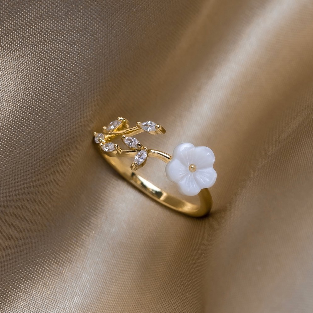 White Blossom Flower Ring - Beautiful Earth Boutique