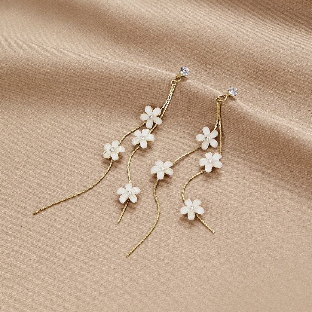 White Blossom Tassel Earrings - Beautiful Earth Boutique