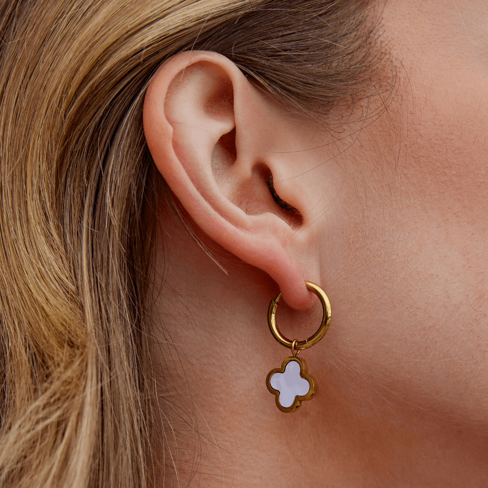 White Clover Hoop Earrings - Beautiful Earth Boutique