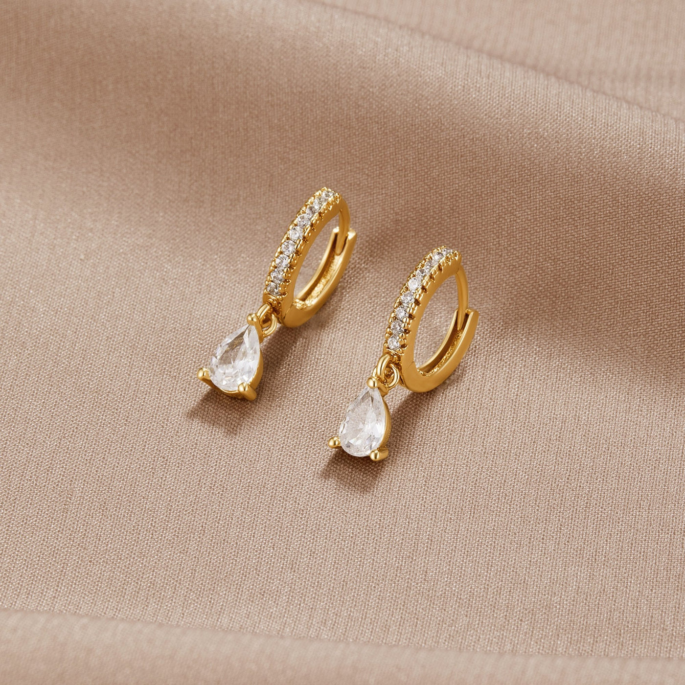 White Ivory Crystal Gold Hoop Earrings - Beautiful Earth Boutique