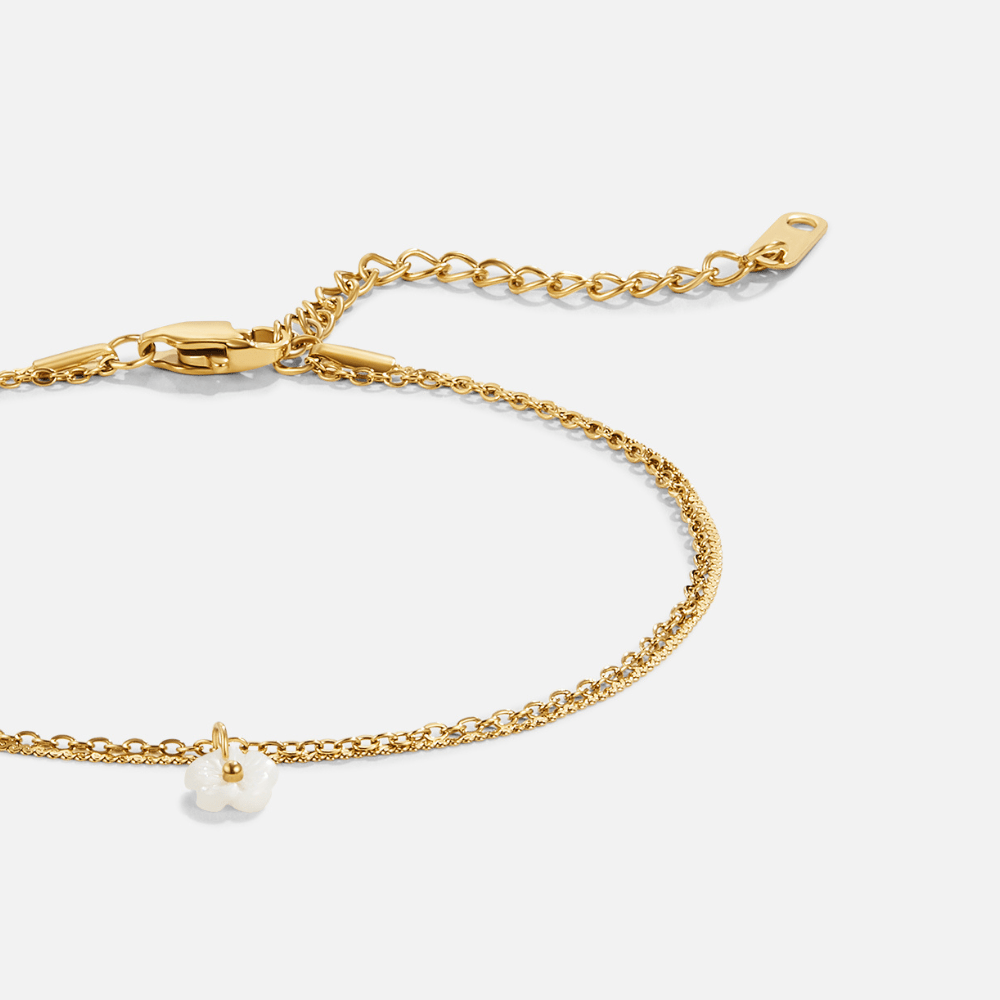 White Petal Shell Layered Anklet - Beautiful Earth Boutique