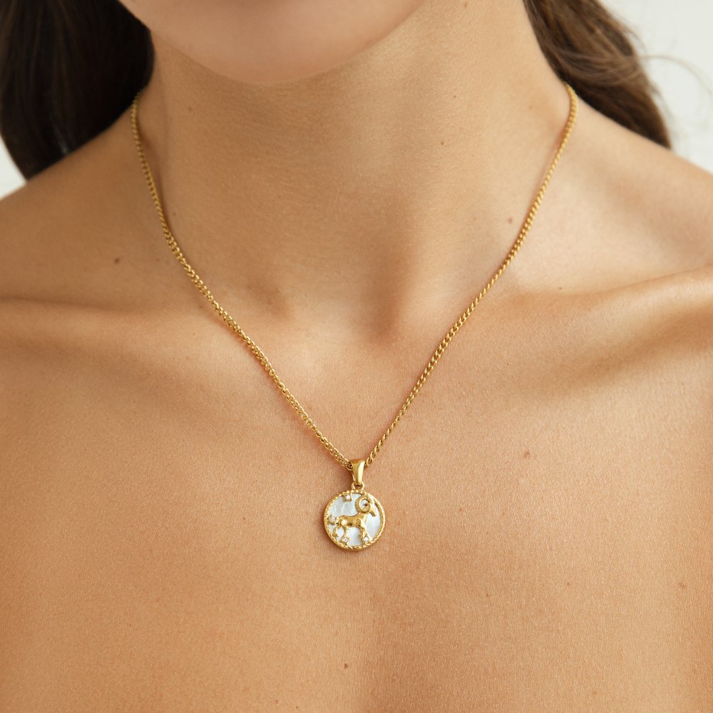 White Shell Zodiac Coin Necklace - Beautiful Earth Boutique