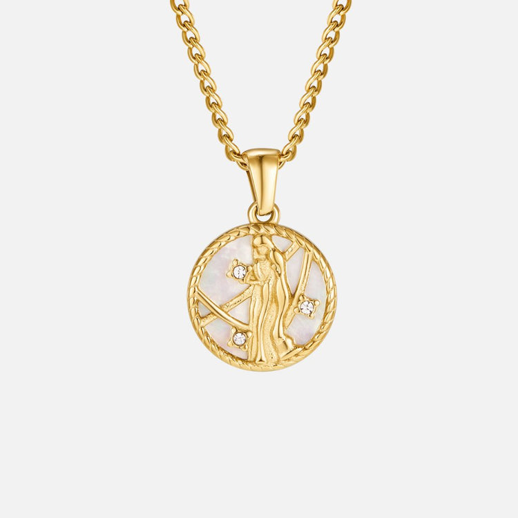 White Shell Zodiac Coin Necklace - Beautiful Earth Boutique